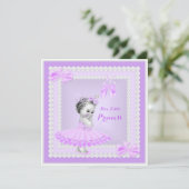 Invitation Princess Baby shower mignonne fille pourpre Baller (Debout devant)