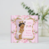 Invitation Princess Baby shower Rose Gold Floral Ethnic (Debout devant)
