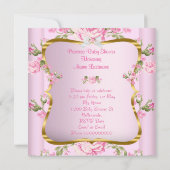 Invitation Princess Baby shower Rose Gold Floral Ethnic (Dos)