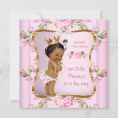Invitation Princess Baby shower Rose Gold Floral Ethnic (Devant)