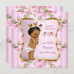 Invitation Princess Baby shower Rose Gold Floral Ethnic