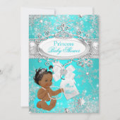 Invitation Princess Baby shower Snowflakes Aqua Ethnic (Devant)