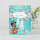 Invitation Princess Baby shower Snowflakes Aqua Ethnic (Debout devant)