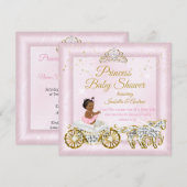 Invitation Princess Baby shower Tiara Rose Carriage Ethnique (Devant / Derrière)
