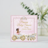 Invitation Princess Baby shower Tiara Rose Carriage Ethnique (Debout devant)