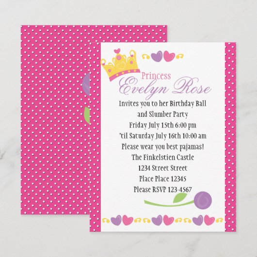 Invitation Princess Ball (Devant / Derrière)