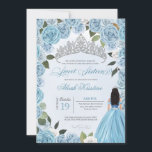 Invitation Princess Ball Bleu Roses doux 16 Anniversaire<br><div class="desc">Célébrez le 16ème anniversaire avec cette magnifique invitation florale à thème princesse cinderella bleu fleurs! Avec de beaux roses de bébé et de bleu glacé, une tiare argentée glamour et une belle fille dans sa robe de princesse, cette invitation est sûr de ravir vos invités en anticipation. Ce design est...</div>