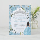 Invitation Princess Ball Blue Roses Quinceanera (Debout devant)