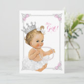 Invitation Princess Ballerina Tutu Baby shower de perle rose  (Debout devant)