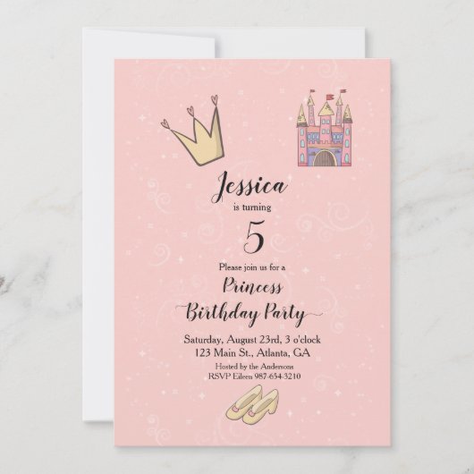 Invitation Princess Birthday Play Castle (Devant)