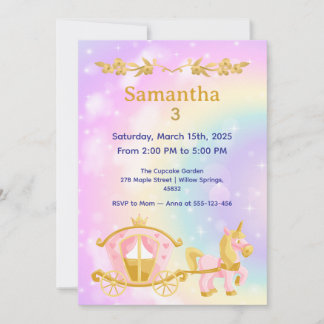 Invitation Princess Birthday Samantha 3 Birthday Party