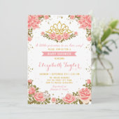 Invitation Princess Blush Baby shower Floral Gold (Debout devant)