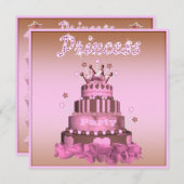 Invitation Princess Cake & Cupcakes (retour) (Devant / Derrière)