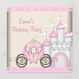 Invitation Princess Carriage Castle Girls Princess Anniversai