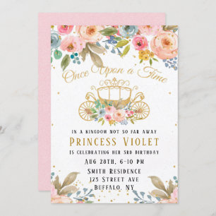 Invitation Princess Carriage Gold Parties scintillant 00e fêt