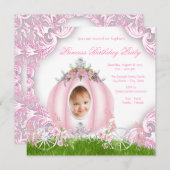 Invitation Princess Carriage Photo Anniversaire (Devant / Derrière)
