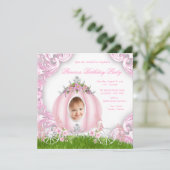 Invitation Princess Carriage Photo Anniversaire (Debout devant)