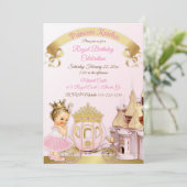 Invitation Princess Castle Carriage Rose Gold Girl Photo (Debout devant)