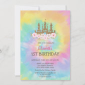 Invitation Princess Castle Flowers Tie Dye Anniversaire (Devant)