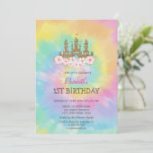 Invitation Princess Castle Flowers Tie Dye Anniversaire (Debout devant)