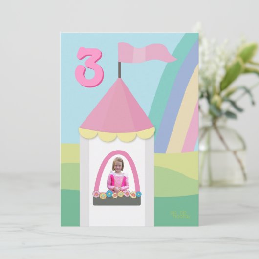Invitation Princess Castle Girly Fête d'anniversaire Invitati (Debout devant)