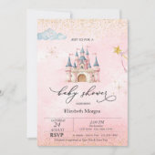 Invitation Princess Castle Gold Dust Pink Baby Shower (Devant)