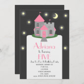 Invitation Princess Castle Moon & Stars Anniversaire (Devant / Derrière)