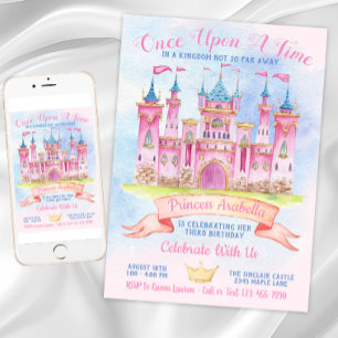 Invitation Princess Castle N'importe quel numéro Princess Bir