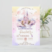 Invitation Princess Castle Nuds, Stars Pastel Anniversaire (Debout devant)