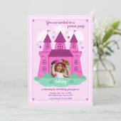 Invitation Princess Castle Photo Anniversaire  (Debout devant)