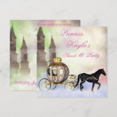 Invitation Princess Castle Royal Carriage Princess Sweet 16 (Devant / Derrière)