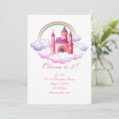 INVITATION PRINCESS CHÂTEAU ANNIVERSAIRE COLORÉ (Debout devant)