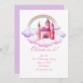 INVITATION PRINCESS CHÂTEAU ANNIVERSAIRE COLORÉ (Devant / Derrière)