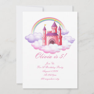 INVITATION PRINCESS CHÂTEAU ANNIVERSAIRE COLORÉ