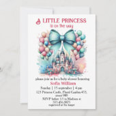Invitation princess château ballons arc bébé douche (Devant)