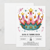 Invitation Princess Chic Birthday Crown (Devant / Derrière)