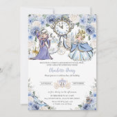 Invitation Princess Cinderella Fairytale Blue Floral Annivers (Devant)