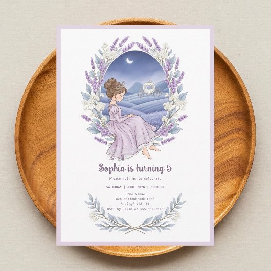 Invitation Princess Cinderella Fairytale Floral Anniversaire