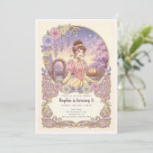 Invitation Princess Cinderella Floral Anniversaire (Debout devant)
