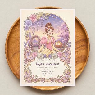 Invitation Princess Cinderella Floral Anniversaire