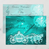 Invitation Princess Coach & Horses & Disco Ball 50e anniversa (Devant / Derrière)