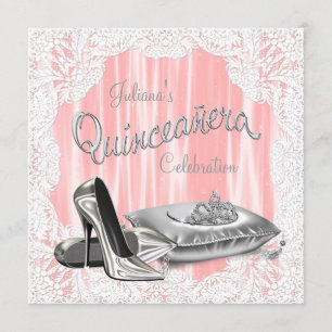 Invitation Princess Coral et Grey Quinceanera