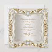 Invitation Princess Cream Gold Diamond Tiara fête d'anniversa (Dos)