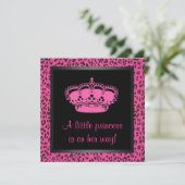 Invitation Princess Crown Chaud Leopard Baby Girl Douche (Debout devant)