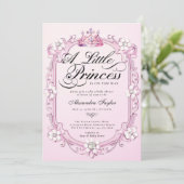 Invitation Princess Crown Diamonds Pearls Baby Girl Douche (Debout devant)