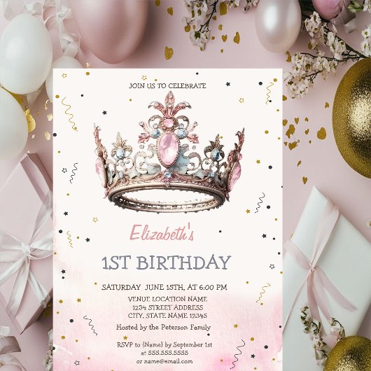 Invitation Princess Crown Fairytale Anniversaire