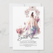 Invitation Princess Crown Floral Mariage Fête des mariées (Devant)