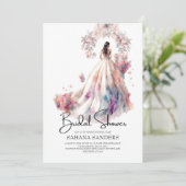 Invitation Princess Crown Floral Mariage Fête des mariées (Debout devant)