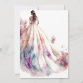 Invitation Princess Crown Floral Mariage Fête des mariées (Dos)