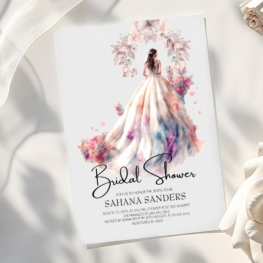 Invitation Princess Crown Floral Mariage Fête des mariées